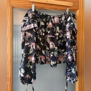 Hummingbird Floral Multicolor Off the Shoulder Blouse